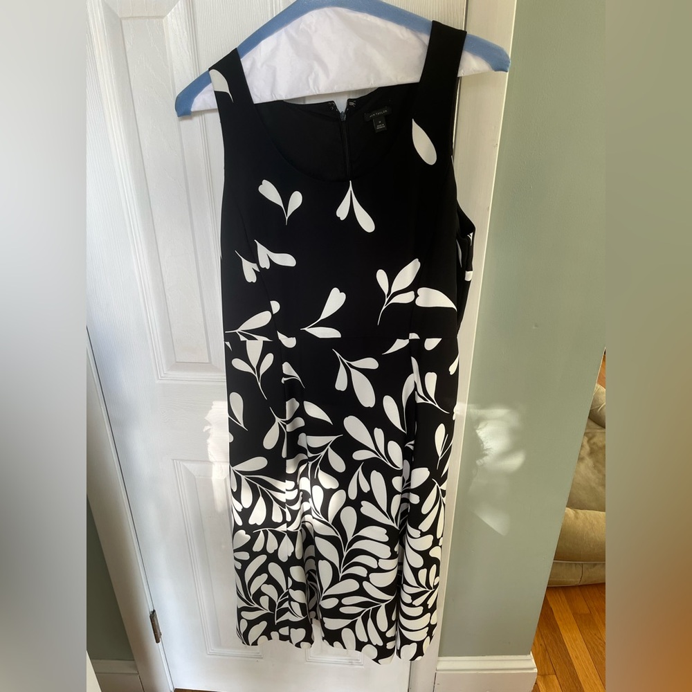 Ann Taylor Elegant Black and White Sleeveless Dress